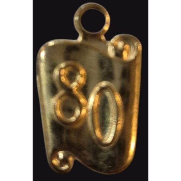 Gold-Tone 80 Charm Pendant 1" Team Number Jewelry Making Crafting•H - Picture 3 of 3